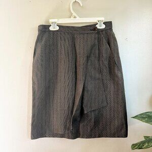 Vintage 90's Giorgio Armani 42/8 Brown Tailored Wrap Skirt